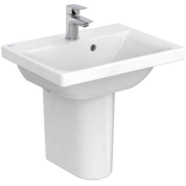 Ideal Standard Concept Space cloakroom suite with semi pedestal basin 500mm
