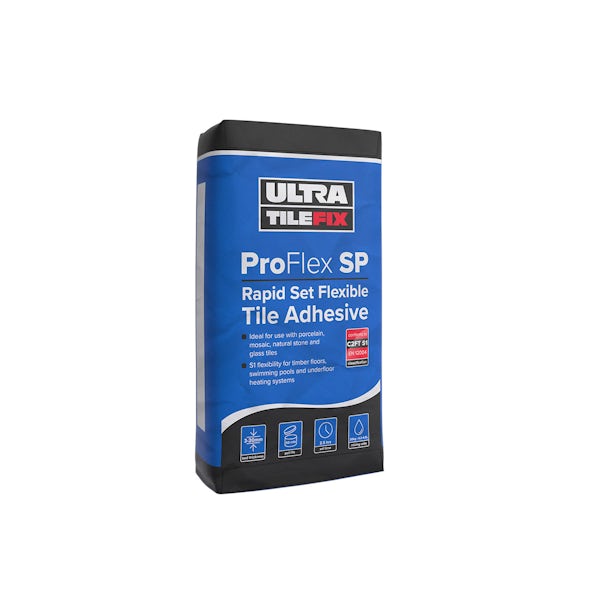 Ultra Tile Pro Flex rapid set flexible wall and floor tile adhesive grey 20kg