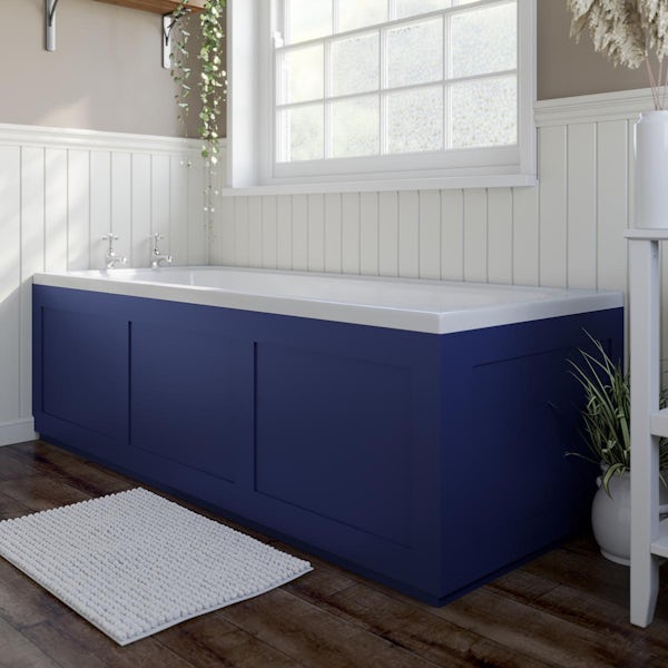 The Bath Co. Camberley navy wooden straight bath front panel 1700mm