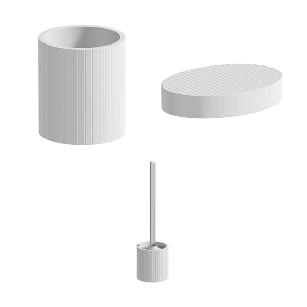 Accents Navagio white ceramic 3 piece bathroom set with soap dish