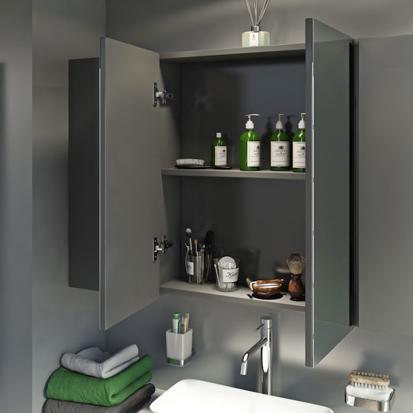 Reeves Wyatt onyx grey mirror cabinet 720 x 600mm