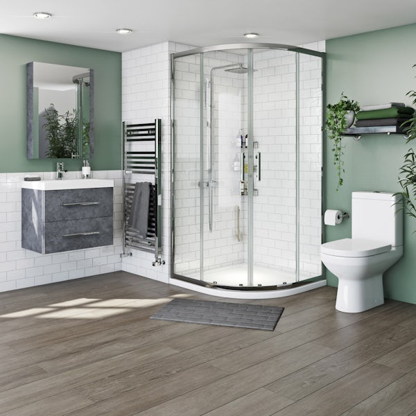 Orchard Kemp riven grey wall hung complete shower enclosure suite
