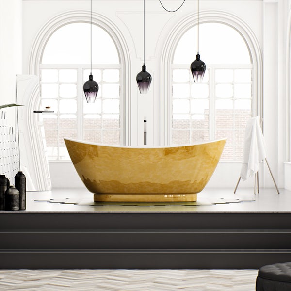 Belle de Louvain Galvez gold effect freestanding bath 1750 x 750