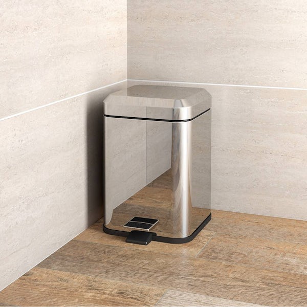 Options Square Stainless Steel 5l Bin