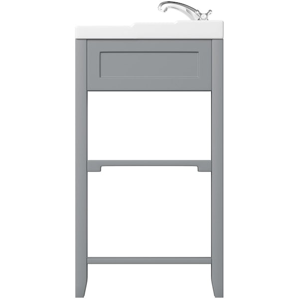 The Bath Co. Camberley satin grey washstand with traditional basin 600mm