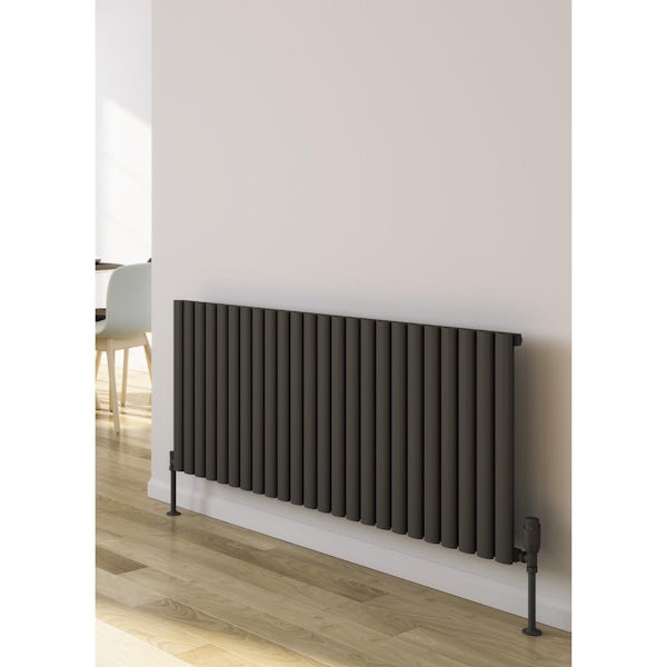 Reina Neval anthracite single horizontal aluminium designer radiator