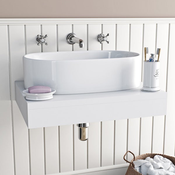 The Bath Co. Camberley wall mounted basin mixer tap