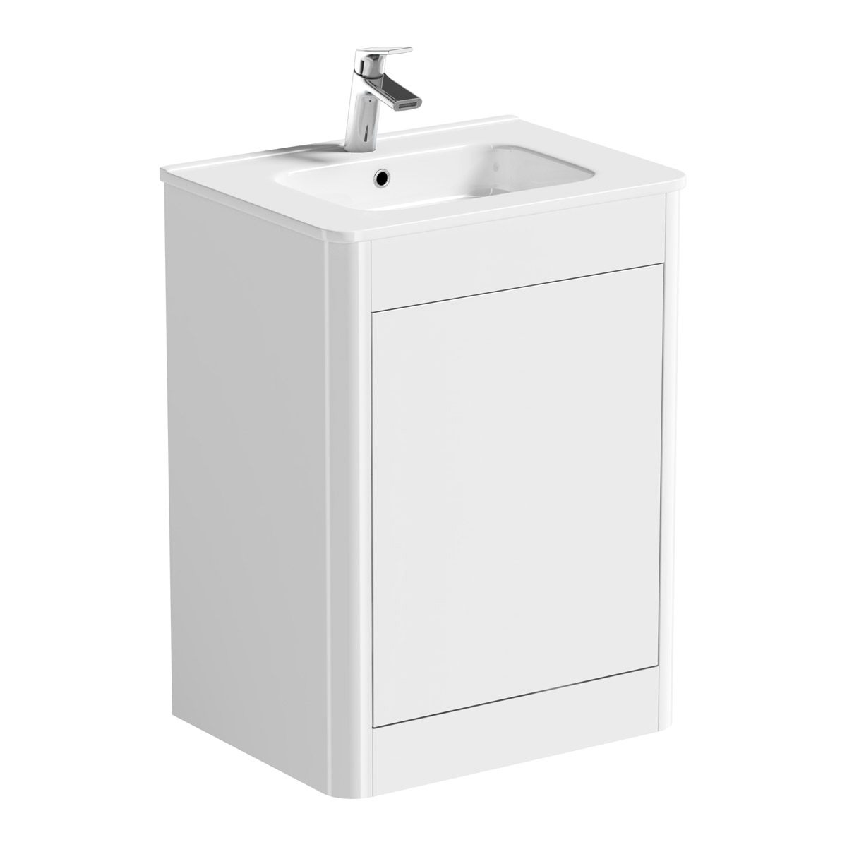 Mode Carter white floorstanding vanity unit and ceramic basin 600mm with tap