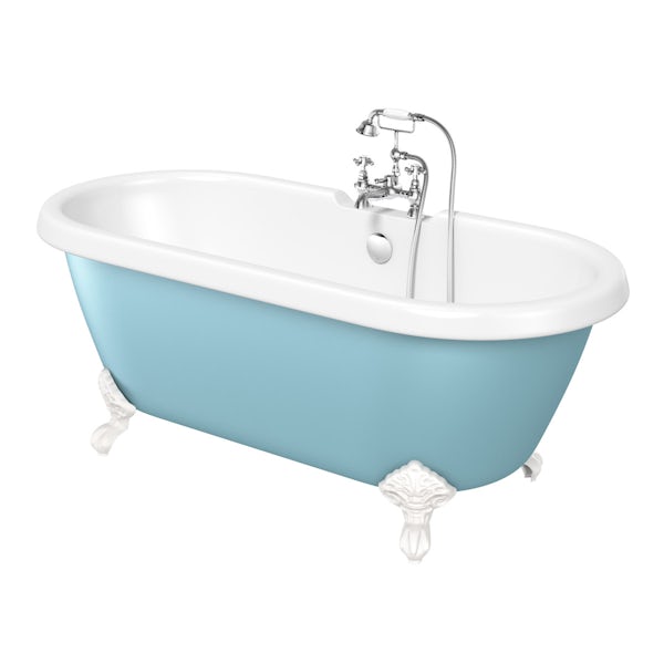 Bluebell coloured bath with Hampshire shower bath mixer tap