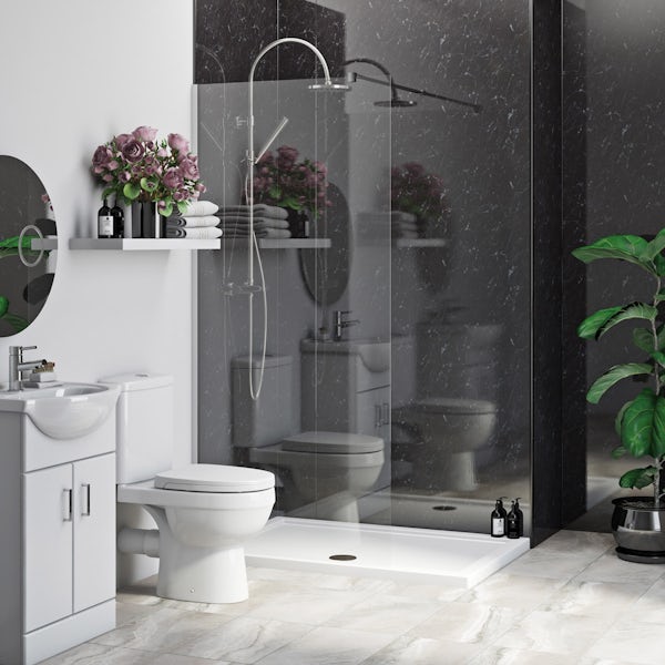 Multipanel Economy Obsidian Marble shower wall 2 panel pack