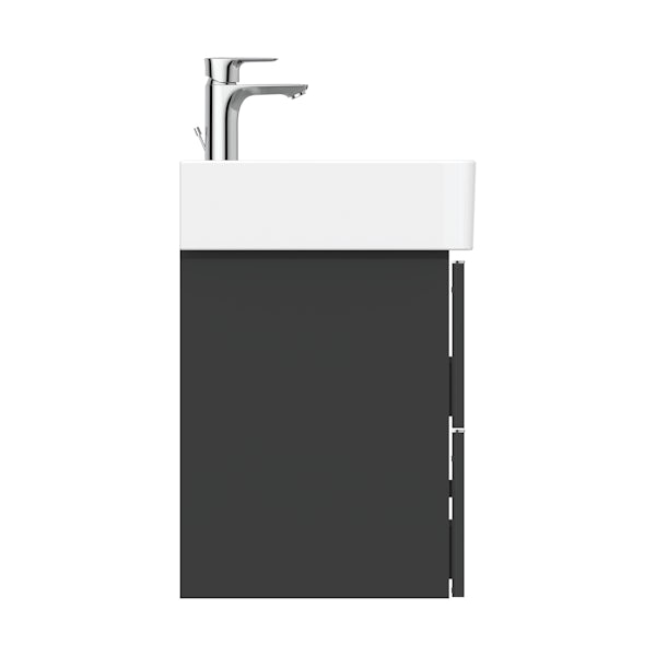 Ideal Standard Strada II anthracite grey wall hung vanity unit and basin 600mm