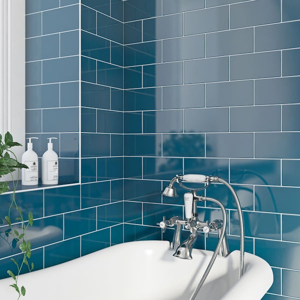British Ceramic Tile Metro flat navy blue gloss tile 100mm x 200mm
