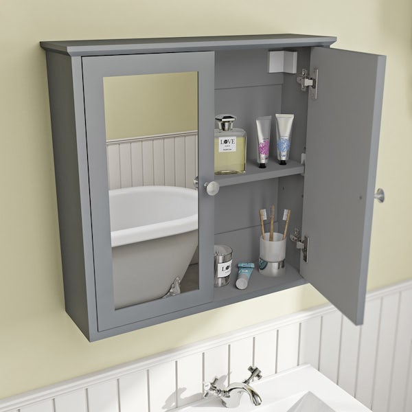 Camberley grey wall hung mirror cabinet
