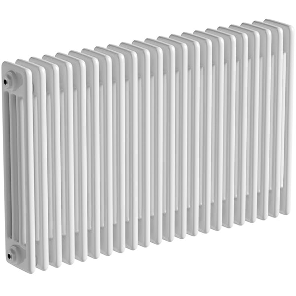The Bath Co. Camberley white 4 column radiator 600 x 1014 with angled valves