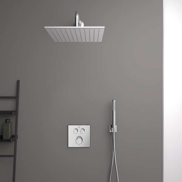 Ideal Standard Ceratherm Navigo built-in square thermostatic shower mixer valve with 2 outlets in chrome