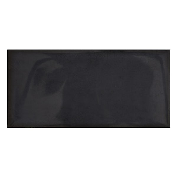 Verona black glazed gloss wall tile 100mm x 200mm