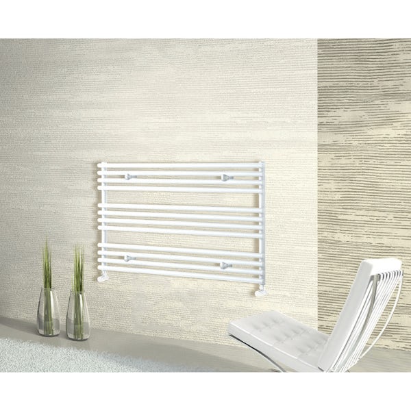 Towelrads Iridio horiztonal white heated towel rail 600 x 1000