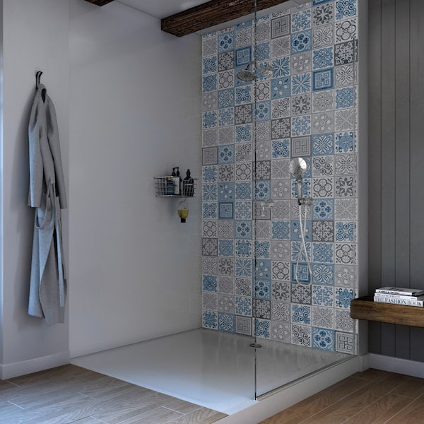 Showerwall Custom Victorian Blue acrylic shower wall panel