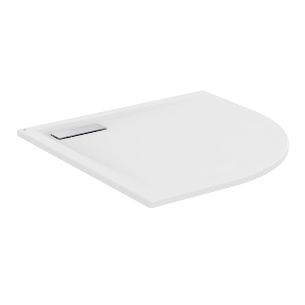 Ideal Standard Ultraflat 900 x 900mm quadrant shower tray in silk white with waste