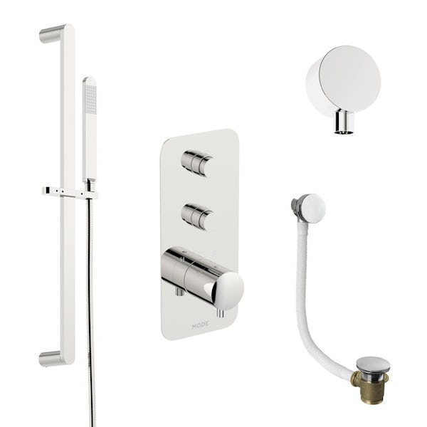 Mode Foster thermostatic push button shower valve with slider kit and bath filler waste