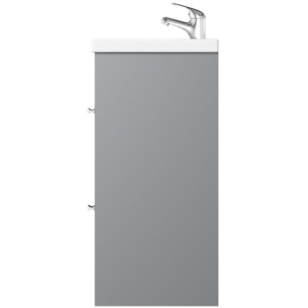 Clarity satin grey floorstanding vanity unit and ceramic basin 510mm with tap