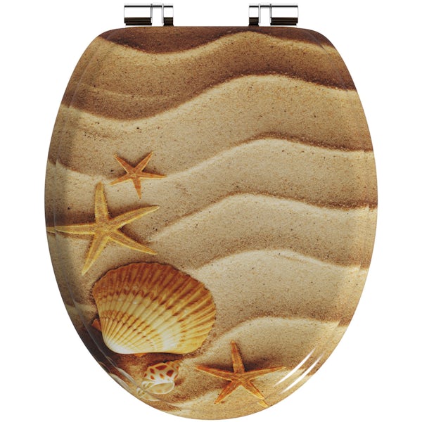 Sandy shells acrylic toilet seat with soft close quick release hinge