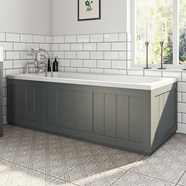 The Bath Co. Dulwich stone grey wooden bath front panel 1700mm