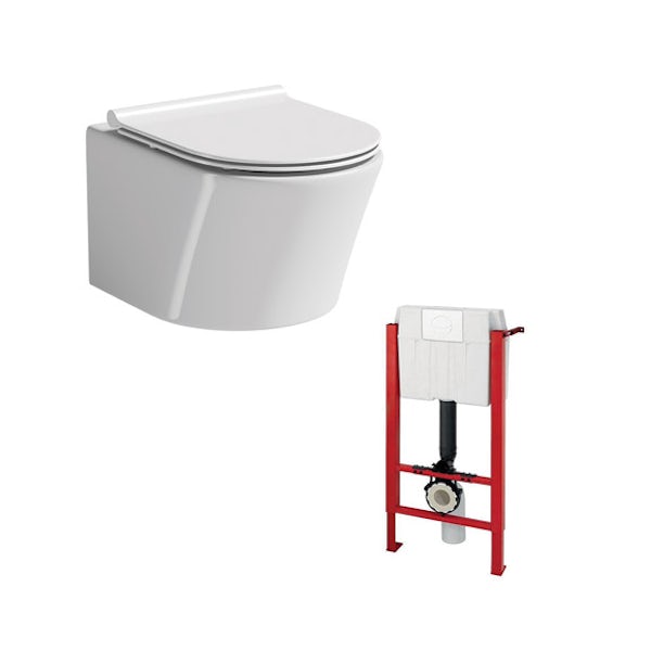 Mode Tate wall hung toilet inc slimline soft close seat and wall mounting frame