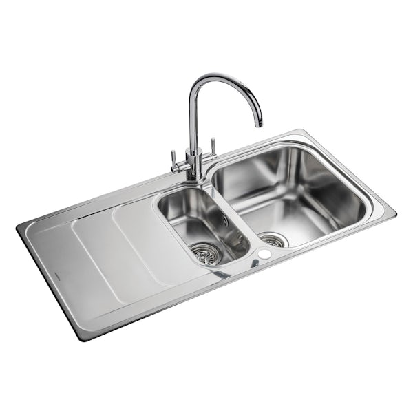 Rangemaster Houston 1.5 bowl reversible kitchen sink with waste kit