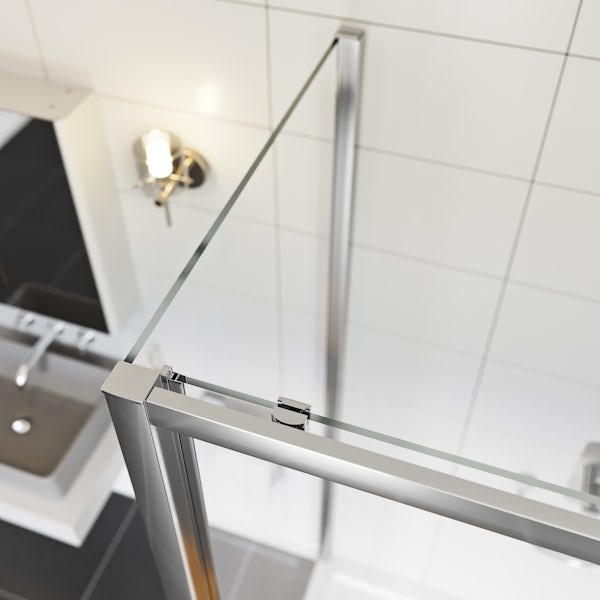 Mode 8mm sliding shower enclosure with black anti slip shower tray