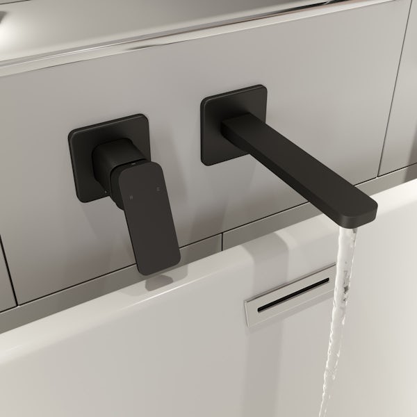Mode Spencer square wall mounted black bath mixer tap offer pack