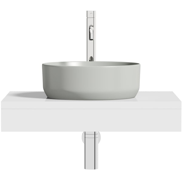 Artist Collection Gorgeous Grey round basin with countertop shelf