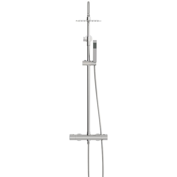 Mode Cool Touch round thermostatic exposed mixer shower with square shower head