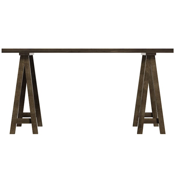 Hudson walnut trestle table with 4 x Hudson light cyan dining chairs