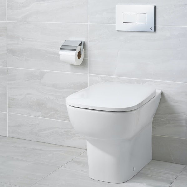 Ideal Standard Studio Echo back to wall toilet with soft close seat, concealed toilet cistern and push plate