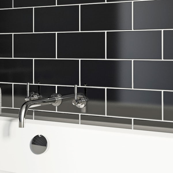 British Ceramic Tile Metro flat black gloss tile 100mm x 200mm