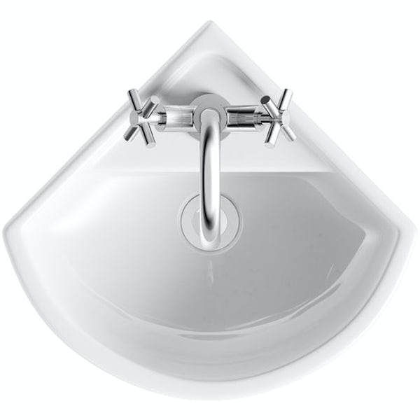 Orchard Eden wall hung corner basin 370mm with tap