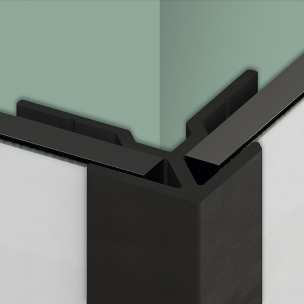 Kinewall black L shaped profile for external corner mounting