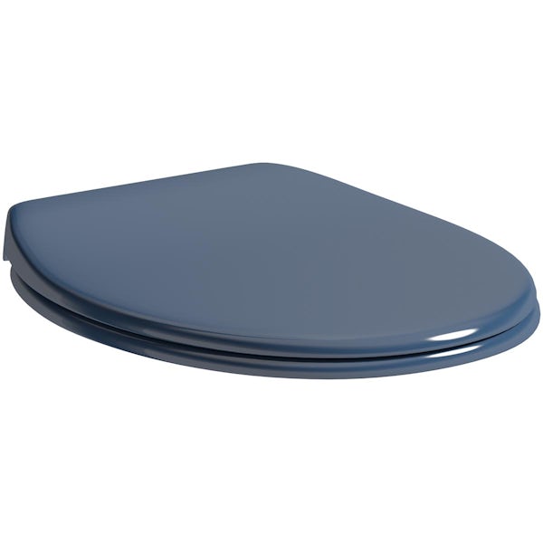 Accents universal navy blue toilet seat with soft close and quick release