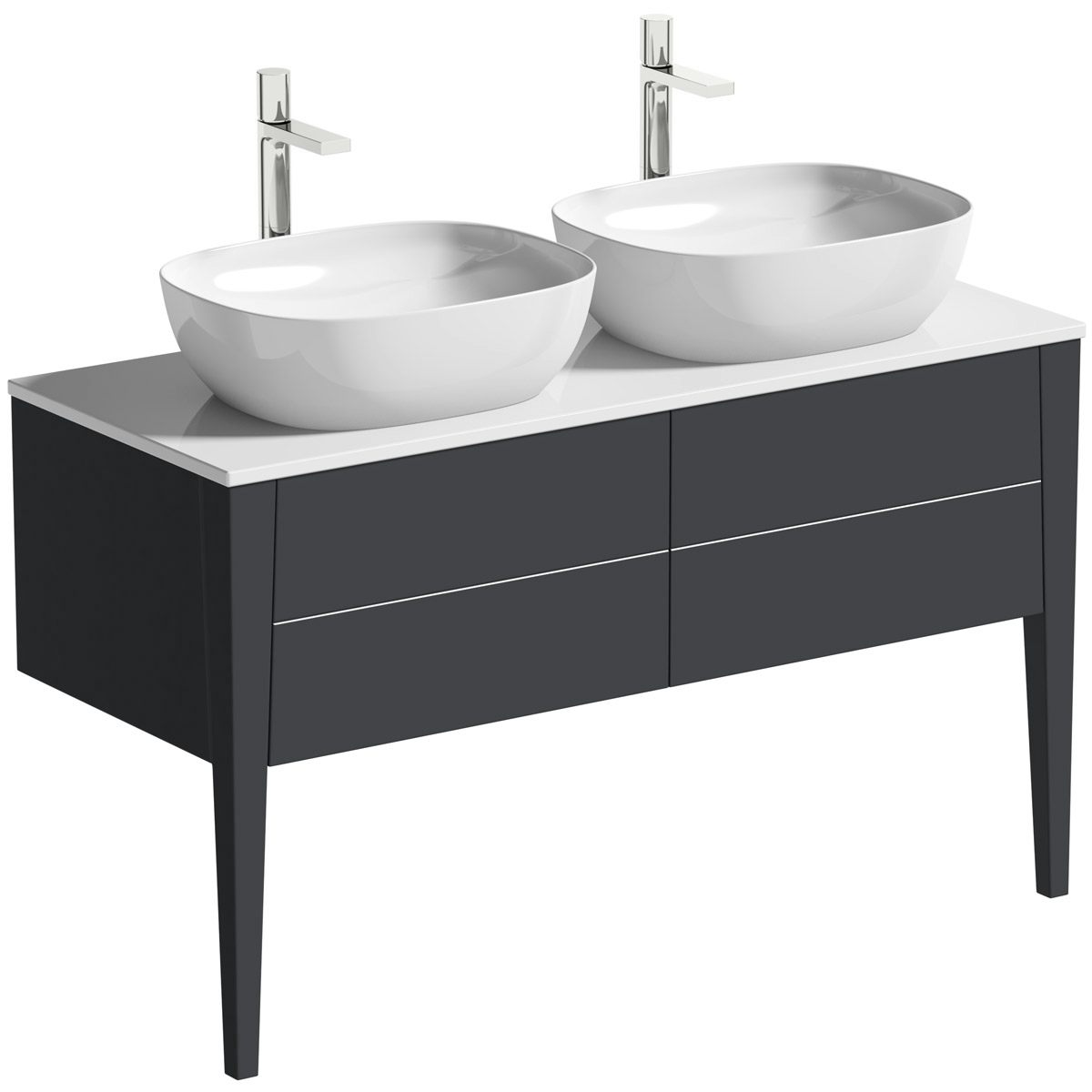 Mode Hale Grey Gloss Wall Hung Double, Double Vanity Unit