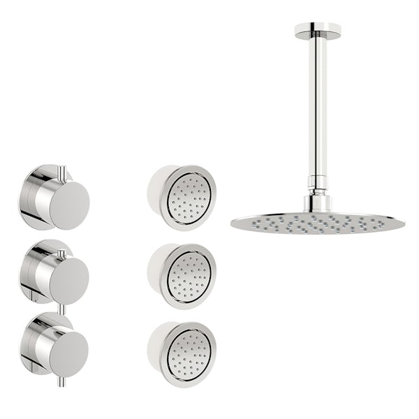Mode Hardy thermostatic shower valve with body jets and ceiling shower set