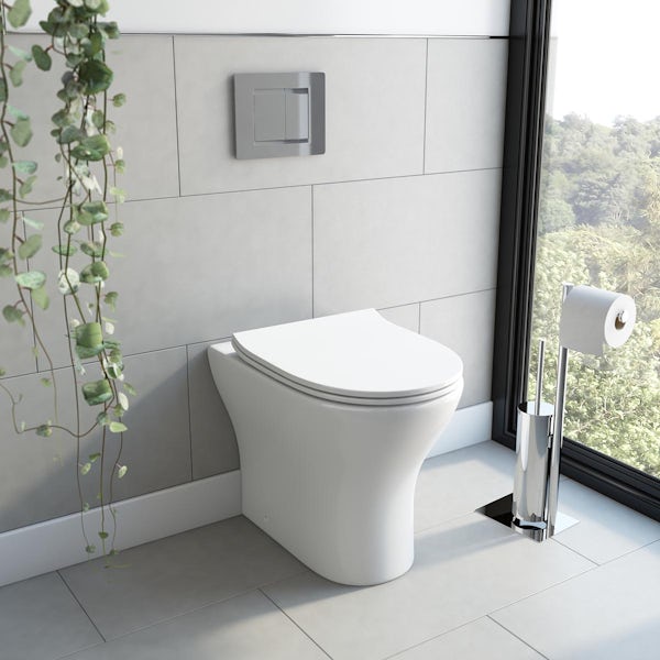 Orchard Derwent round rimless compact back to wall toilet with soft close slim seat