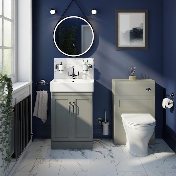 The Bath Co. Aylesford pebble grey back to wall unit 570mm