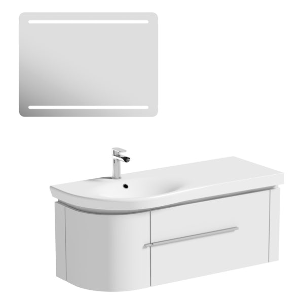 Mode Burton white wall hung vanity unit and basin 1200mm & LED mirror offer