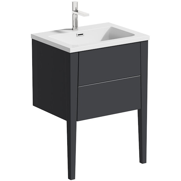Mode Hale grey gloss furniture package with wall hung vanity unit 600mm