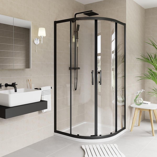 Orchard 6mm matt black 6mm quadrant shower enclosure | VictoriaPlum.com