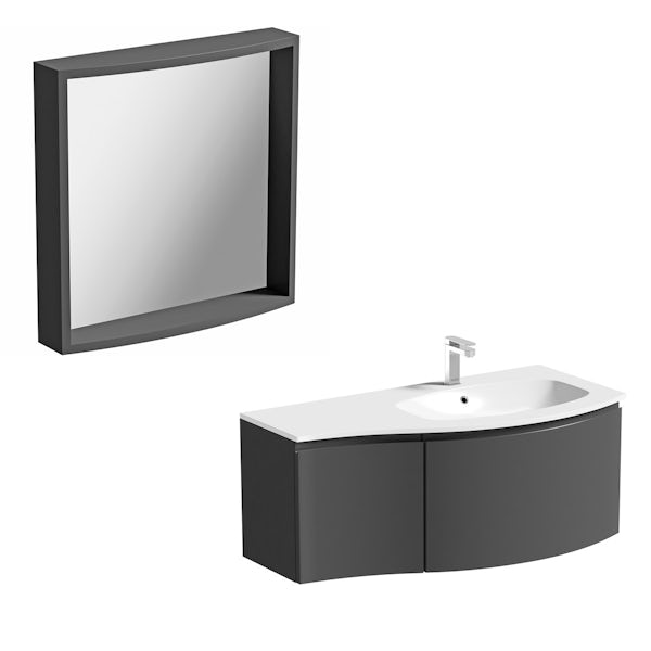 Mode Harrison slate right handed wall hung vanity unit 1000mm with mirror