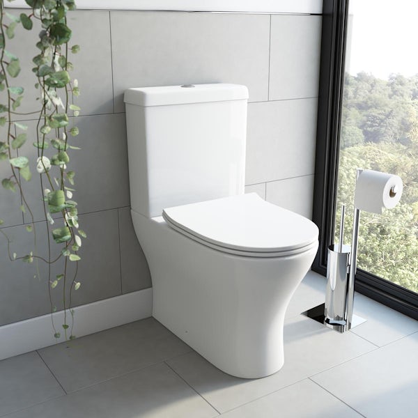 Orchard Derwent round shrouded close coupled rimless toilet with slim soft close seat