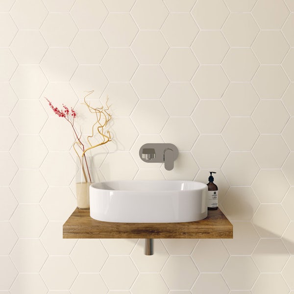 British Ceramic Tile Hex cream matt tile 175mm x 202mm