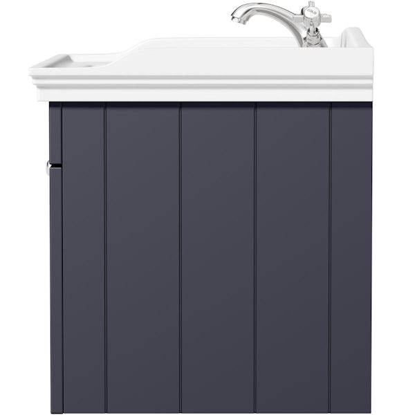 The Bath Co. Ascot indigo wall hung vanity unit and ceramic basin 800mm with tap